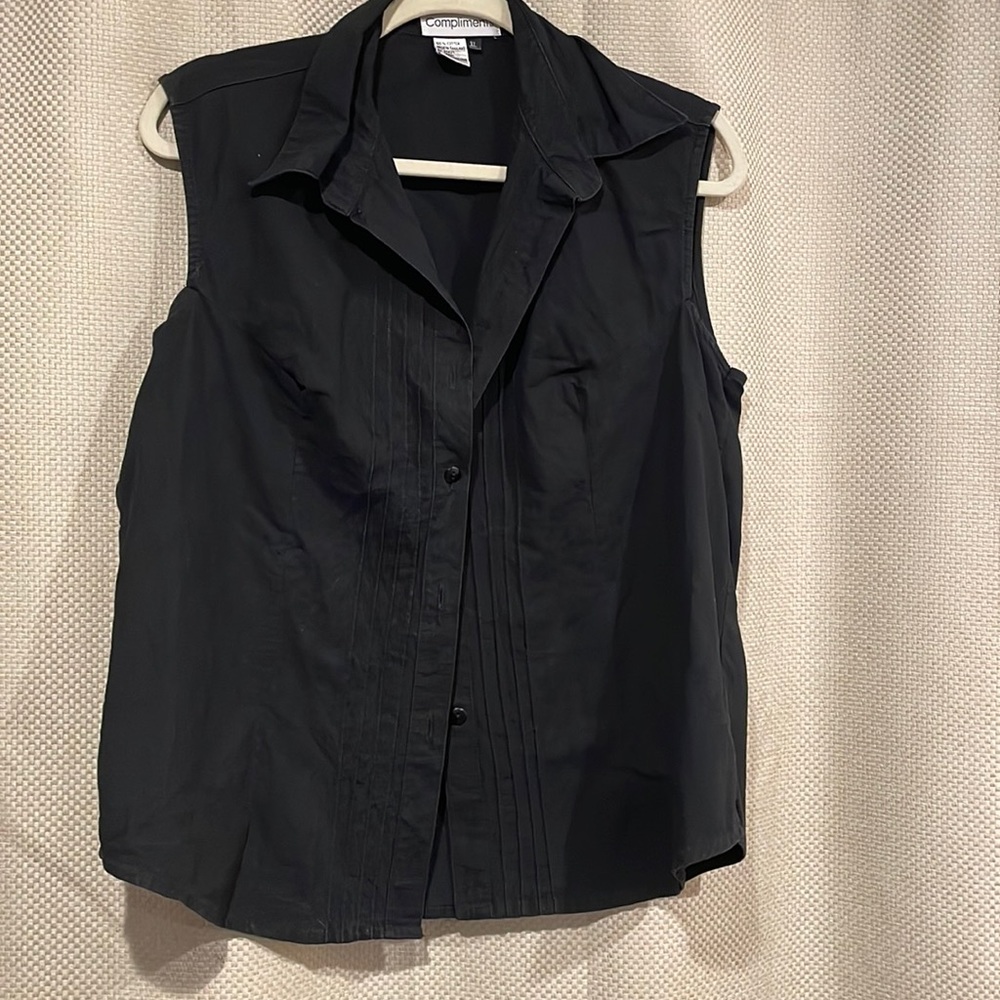 PTP 23 inches, 25” classic cotton blouse with no sleeves, basic Black